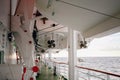 Structure of the ship on the open deck, view of the lifeboat Royalty Free Stock Photo