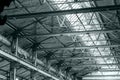 Structure steel frame of industrial roof with skylights Royalty Free Stock Photo