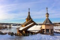 The structure of a wooden font in Borovsk Royalty Free Stock Photo