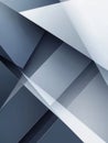 Structured geometric patterns in navy blue, gray, and white convey themes of stability and modernity in a balanced
