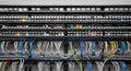 Neat Network Server Room Rack with Colorful Cables and Black Panels for Data Management and Telecommunication Royalty Free Stock Photo