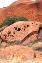 Structures and holes in Uluru Ayers Rock, Australia Royalty Free Stock Photo
