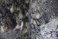 Structures of basalt lava cliffs in Gole dellÃ¢ Alcantara gorge close to Taormina, Sicily Italy