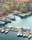 Structures and buildings, sea and yachts of Monaco. Summer and tourism, vacation. Background, landscape for design.