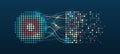 Structuring the flow of information. Data analytics concept. Sorting a large amount of data on a dark background. Big data