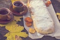 Strudel with apples, pumpkin, apricots, lemon Royalty Free Stock Photo