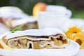 Strudel with peaches and apples Royalty Free Stock Photo