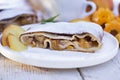 Strudel with peaches and apples Royalty Free Stock Photo