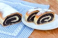 Strudel with poppy seeds on table Royalty Free Stock Photo