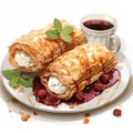 Strudel Watercolor Clipart: Delicious Pastry And Fruit Illustrations