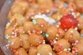 Struffoli christmas italian pie with honey traditional dessert from neaples city