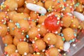 Struffoli christmas italian pie with honey traditional dessert from neaples city