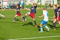 Struggle for ball in penalty box during match