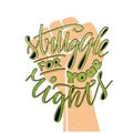 Struggle for your rights lettering with a fist silhouette