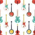 Strumming music instruments vector seamless pattern Royalty Free Stock Photo