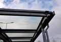 strut, suspended glass roof above the building entrance. bus station, Royalty Free Stock Photo