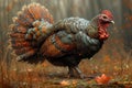 Strutting Tom Turkey extreme closeup. Generative AI Royalty Free Stock Photo