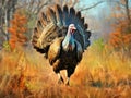 Ai Generated illustration Wildlife Concept of Strutting wild turkey Royalty Free Stock Photo