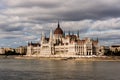 The Parliament of Budapest is a palace in Budapest, the symbol of the city and one of the most famous tourist destinations in the Royalty Free Stock Photo