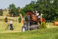 Strzegom Horse Trials, Morawa, Poland - June, 25, 2022: Spanish Nuria Lladonosa Peireto on horse Icaro LB, on the Cross Country Royalty Free Stock Photo