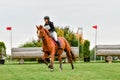 Strzegom October Festival, Morawa, Poland - October, 17, 2021: Polish competitor Marta Orlowska on horse Deja Vu 7 approaches the