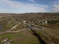 Strzyzow, Polska - 10 9 2018: The construction of a new high-speed highway. Bird`s-eye view. Aerial photography from the drone or