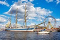 STS Mir, three-masted full rigged training ship at the final of The Tall Ships Races 2017 in Szczecin. Royalty Free Stock Photo