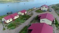 Stts Dalniye Zelentsy in Barents Sea aerial view.