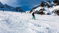 Stubai, Austria - November 1, 2011: Snowboarders and skiers riding on the slopes of the Stubaier Gletscher, Alps ski resort