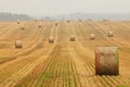 Stubble Field with Hay Bales Royalty Free Stock Photo