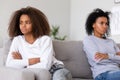 Stubborn african american teen daughter ignoring angry annoyed mom Royalty Free Stock Photo