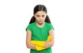 stubborn girl cleaner do housework on background. photo of girl cleaner do housework. Royalty Free Stock Photo