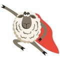 Stubborn Lamb superhero with red cloak. Vector