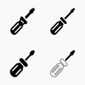 Stubby screwdriver set solid glyph icons Royalty Free Stock Photo
