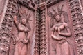 Stucco ancient. Stucco adorn ancient sanctuary. Huay Kaew temple in Lopburi, Thailand