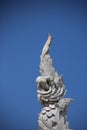 Stucco Art White Naga Heads With Blue Sky Background Royalty Free Stock Photo