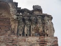 Stucco art work on the temples shikhara kalasa at Hampi