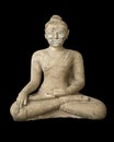 The stucco Buddha statue in the ancient isolated on a black background