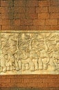 Stucco carved wall with laterite blocks wall