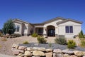 Stucco house in the desert with xeriscape landscaping Royalty Free Stock Photo