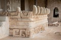 Stucco jaws entrance representing teeth of snake or jaguar at Mayan ruins of Ek Balam, Yucatan, Mexico