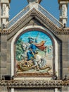 Stucco relief work Saint George on horse slaying a dragon vector Syrin Catholic Church near Dahisar Royalty Free Stock Photo