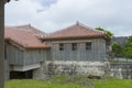 Stucco Roof and rampart of Shurijo castle, Okinawa Royalty Free Stock Photo