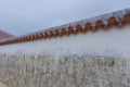 Stucco Roof and rampart of Shurijo castle, Okinawa Royalty Free Stock Photo