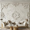 Stucco Wall Ornamentation with Classic Sofa