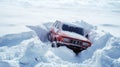 4x4 double cabin Car stuck in Snow Royalty Free Stock Photo