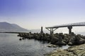 The stucture bridge on sea location with landscape blue sky Royalty Free Stock Photo