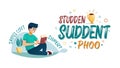 STUDDEN SUDDENT PHOO Studying, Focused Academic Pursuit vector design Generative AI Royalty Free Stock Photo