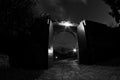 Studenica monastery gate is closing after evening prayer Royalty Free Stock Photo