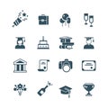 Student achievement and high school graduation vector icons